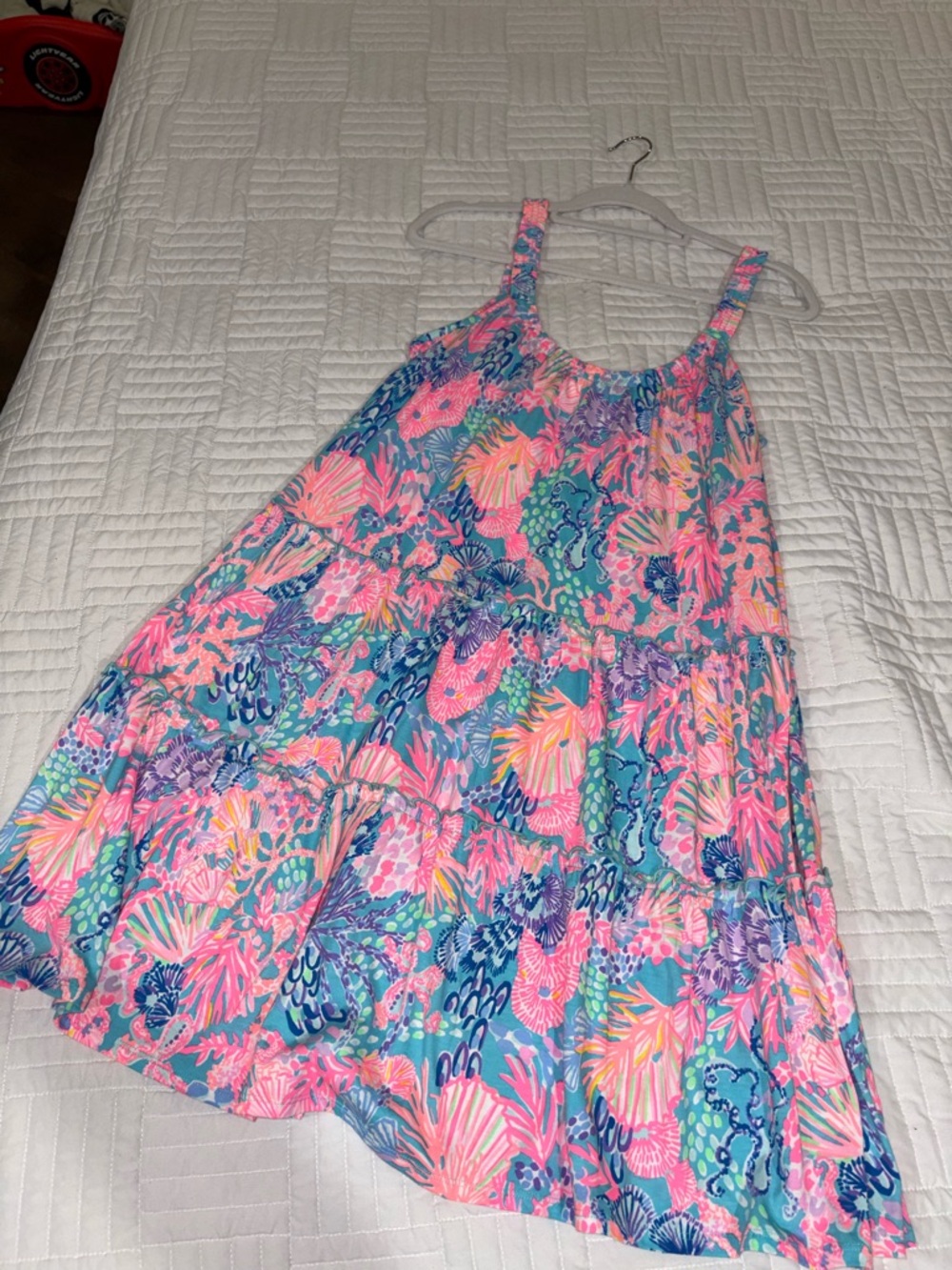 Loro Pink & Teal Floral Tiered Sundress